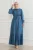 Ruche Detailed Denim Jurk Lichtblauw