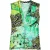 Mouwloze top met V-hals en abstracte groene kunstprint.