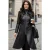 Dames gothzwart leren Victoriaanse uitlopende staartjas met hoge kraag – Everly