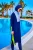 Marineblauw bescheiden badpak met volledige dekking – Burkini met verstelbare pasvorm