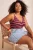 Trendyol Curve Dames Bordeaux Gestreept Mouwloos Getailleerd Grote maten Blouses