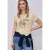 Street One Dames Shirt met korte mouwen en bloemen Artwork in Beige