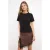 TRENDYOLMİLLA Dames Zwart Effen Lang Regular fit T-shirts