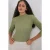 Gestreepte Halve Col Lange Mouwen Top met Steen Detail