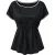 Zwarte top met korte mouwen en getailleerde taille en contrasterende bies.