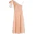 Red Valentino midi-jurk met één schouder, geplooide point-d’esprit tule in beige polyester
