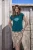 Elvira Casuals T-shirt Treasures E3 26-017 T-shirt Korte Mouw 29 Petrol
