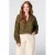 MS Mode top met borduursels, Plus Size – olijfgroen
