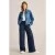 White Stuff Belle Linen Wide Leg Trouser Navy Multi