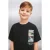 T-shirt met ronde hals, print en zak