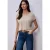 Street One Dames Shirt met overhangende schouders in linnenlook in Beige