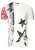 USA T-shirt met sterren en strepen en V-hals in gebruikte look