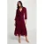 Morgan semi-transparante midi jurk met ruches – donkerrood