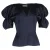 Jacquemus blouse met pofmouwen en V-hals in marineblauw satijn
