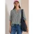 Blouse met 3/4-mouwen, split in de hals en strepen