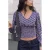 MANGO TEEN aansluitende cropped blousetop met smockwerk en print – roze/blauw
