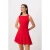 TRENDYOLMİLLA Dames Rood Effen Kort / Mini Mouwloos Skater Jurken