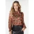 EsQualo Blouse Shawl Collar Leopard Skins Print