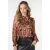 EsQualo Blouse Shawl Collar Leopard Skins Print