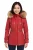 Dames rode leren parka met capuchon – Putian