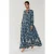 Bedrukte Lange Mouw Viscose Maxi Jurk