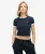 Kort T-shirt van Biologisch Katoen met Bies Blauw