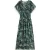 Scotch & Soda Printed Modal Smock Waist Maxi Dress Shibori Floral Green