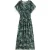 Scotch & Soda Printed Modal Smock Waist Maxi Dress Shibori Floral Green