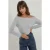 Gestreepte Off-Shoulder Lange Mouw Geribbelde Trui