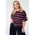 MS Mode Plus Size gestreepte T-shirt – donkerrood/ecru/blauw