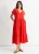 Rode V-hals smock midi-jurk