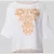Christian Berg Woman Blouses T-shirt met linnen en motiefstitching