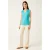 Turquoise mouwloze top met V-hals en plooien