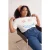 Trendyol Curve Dames Wit Grafisch Kort Relaxed fit Grote maten T-shirts