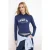 TRENDYOLMİLLA Dames Donkerblauw Slogan Lang Getailleerd T-shirts