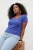 Trendyol Curve Dames Blauw Effen Kort Getailleerd Grote maten Blouses
