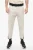 Slim Fit TOM-broek van katoenen keperstof met contrasterende tailleband in wit