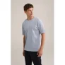 WE Fashion relaxed T-shirt met textuur grijsblauw