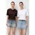 Oversized Geribbelde Crew Neck Twee-Delige T-Shirt Set