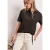 Street One Dames Shirt met korte mouwen en capuchon met trekkoord in Bruin