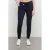 &Co Woman travelstof slim high waist casual broek marineblauw