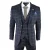 Heren Marineblauwe Geruite 3-delige Tweed Pak Peaky Blinders 1920s Gatsby Tailored Fit