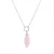 Luxeketting, halsketting in metaallegering en rozenkwarts, gerhodineerde afwerking