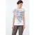 Top met boothals en veelkleurige print