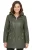 Groene leren parka voor dames met afneembare borg capuchon en trenchcoat – Emilia