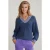 River Woods Blue Sweater Striped V-neck