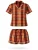LEAFLETIC Korte pyjama ‘Leafletic Women’s Check Night Wear Short Set for Women’  bruin gemêleerd