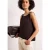 Street One Dames Top met ronde hals en schouderdetails in Bruin