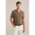 WE Fashion regular polo met ingebreid patroon bruin