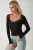 Slim Fit V-hals Gebreide Lange Mouwen Top met Kanten Details